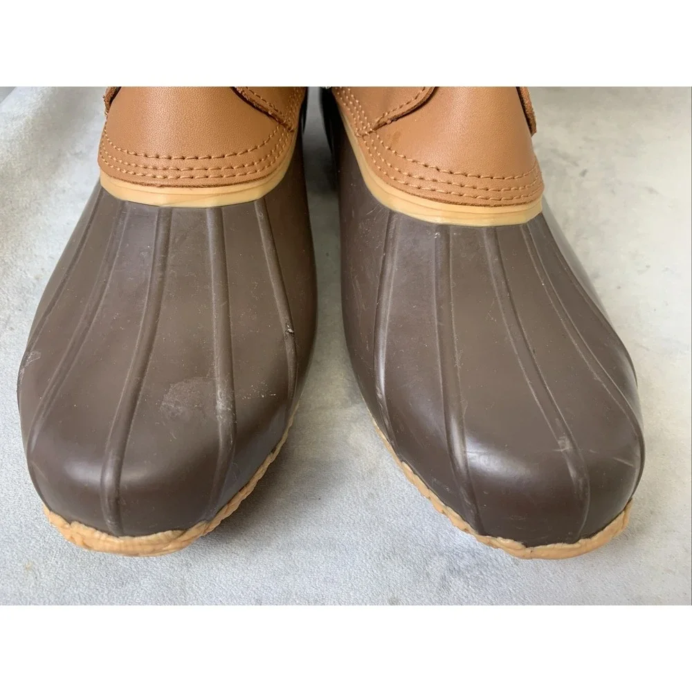 Lands End Duck Boots Women's Size 9.5 Insulated Sherpa Fleece Lined‎ Plaid